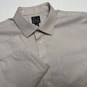 JoS. A. Bank Traveler’s Collection Long Sleeve Dress Shirt – 17-33, Tan Stripe